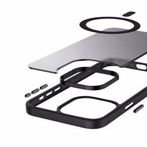 Crong Hybrid Frost MAG Cover suojakuori iPhone 15 Pro -laitteelle, MagSafe-yhteensopiva, musta