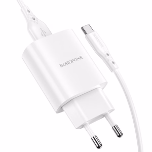 Borofone Seinälaturi BN1 Innovative - USB - 2,1A USB-C-kaapelilla valkoinen