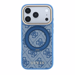 Guess PU 4G Ring Stand MagSafe -suojakuori Apple iPhone 18 Pro -puhelimelle, sininen