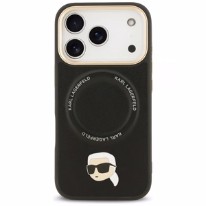 Karl Lagerfeld Big Strap Karl Metal Logo MagSafe suojakuori iPhone 17 Pro:lle - musta