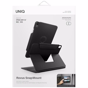 Uniq Rovus Snapmount Magneettinen 360 pyörivä irrotettava Suojakuori iPad Air 13 2024 / 2025 - musta
