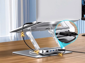 Säädettävä kannettavan tietokoneen teline + USB-C HDMI -hubi Unitek D1109B01 PD 100 W