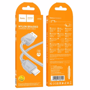 Hoco USB-A - USB-C -kaapeli 3A 1 m X113 - harmaa