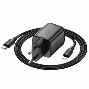 Puhelinlaturi Hoco USB A + USB C QC3.0 PD 3A 20W + kaapeli USB C - Lightning N52 musta