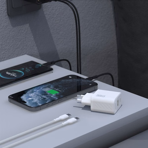 Dudao A27TCEU PD 30W GaN USB-A USB-C Wall Charger with USB-C Cable - White