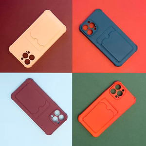 Card Armor Case Pouch Cover For Xiaomi Redmi Note 10 / Redmi Note 10S Card Wallet Silicone Armor Cover Air Bag Orange