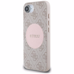 Guess HC MagSafe PU 4G Circle with Classic Logo Suojakuori iPhone 16e:lle - Vaaleanpunainen