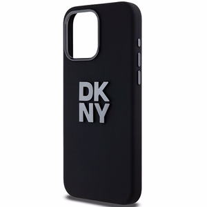 DKNY Liquid Silikoninen Metal Logo Suojakuori iPhone 15 Pro:lle - musta