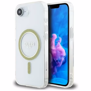 GUESS IML Glitter Circle MagSafe Alkuperäinen Suojakuori iPhone 17e/16e:lle - Läpinäkyvä