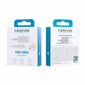 Forever Kaapeli USB - Lightning 1,0 m 1A valkoinen