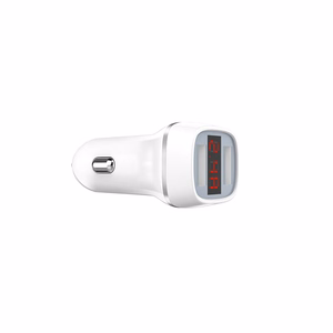 Borofone BZ3 Joyroad autolaturi 2 USB-A-liitännällä, 12 W, digitaalinäytöllä, valkoinen