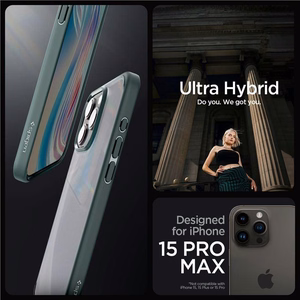 Spigen Ultra Hybrid iPhone 15 Pro Max Suojakuori - Tummanvihrea