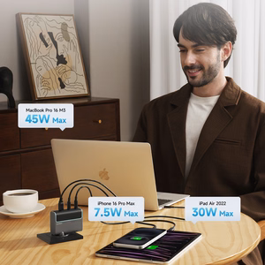 Cuktech CUKAD1003EUG GaN 100W Wall Charger 2 x USB-C 1 x USB-A with USB-C Cable - Gray