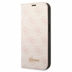 Guess GUBKP14LHG4SHP iPhone 14 Pro 6.1 vaaleanpunainen / vaaleanpunainen kirjakuori 4G Vintage Gold Logo