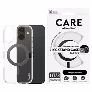 CARE by PanzerGlass Feature Kickstand suojakuori iPhone 16 6.1' musta/musta MagSafe 1321