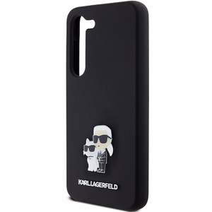 Karl Lagerfeld Silikoninen Karl&Choupette Metal Pin Suojakuori Samsung Galaxy S23:lle - musta