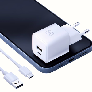 Valkoinen 3mk Hyper GaN -seinälaturi, 20 W, QC4+/PD/PPS, USB 1A1C, EU