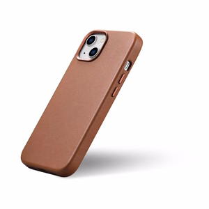 iCarer Kotelo Nahkakotelo Suojus iPhone 14 Plus ruskea (MagSafe-yhteensopiva)