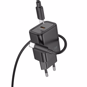 Puhelinlaturi Hoco USB-C QC PD 30W + USB-C - Lightning -kaapeli N62 musta