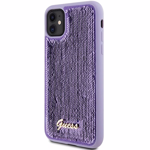 Guess Sequin Script Metal -suojakuori iPhone 11 / Xr:lle - violetti