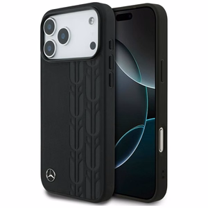 Mercedes Nahkainen Laurel Leaves MagSafe Suojakuori iPhone 17 Pro Max:lle - musta