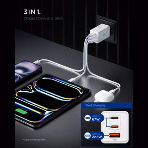 Spigen Essential EE673EU 67 W seinälaturi 3 liitännällä, valkoinen
