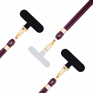 3mk EasyClip Elite puhelimen kaulahihna, Mulberry (kultaiset osat)