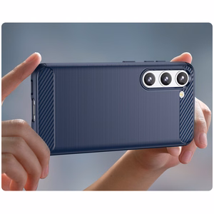 Carbon Case joustava silikoninen hiilikuitukuori Samsung Galaxy S23+:lle - sininen