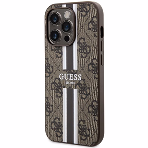Guess 4G Printed Stripes MagSafe Suojakuori iPhone 15 Pro:lle - ruskea