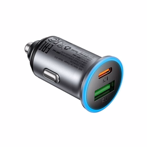Acefast B15 autolaturi 65 W USB-C/USB-A harmaa