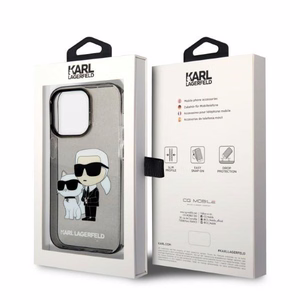 Karl Lagerfeld Glitter Karl&Choupette suojakuori iPhone 14 Pro:lle - musta