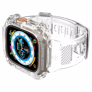 Spigen Rugged Armor Pro -suojakuori ja hihna Apple Watch Ultra 49 mm:lle (läpinäkyvä)