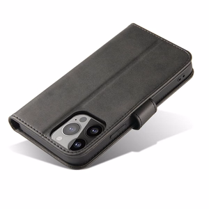 Magnet Case tyylikäs kotelo suojus läppä ja jalusta toiminto iPhone 14 Max musta