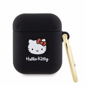 Hello Kitty Silicone 3D Kitty Head suojakuori AirPods 1/2:lle - musta
