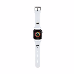 Karl Lagerfeld 3D Rubber Karl ja Choupette Heads hihna valkoinen Apple Watch 42/44/45/49mm:lle
