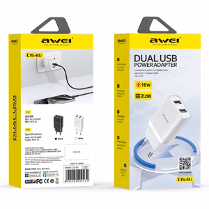 Charger Awei C15T-EU 10W 2xUSB-A + USB-A to USB-C cable 1.0m white