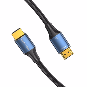 Vention puuvillakudottu HDMI-A miesliitinkaapeli 8K 5 m, sininen, alumiiniseos