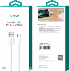 USB-kaapeli Devia Smart Type-C 2,0 m valkoinen