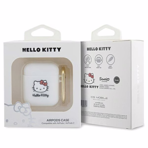 Hello Kitty Silicone 3D Kitty Head suojakuori AirPods 1/2:lle - valkoinen