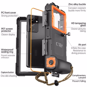 Tech-Protect IPX8 Universaali Sukellusvesitiivis Suojakuori musta/oranssi