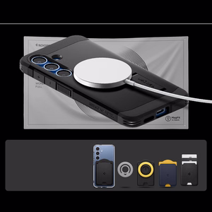 Spigen Tough Armor MagSafe suojakuori Samsung Galaxy S25 -puhelimelle musta