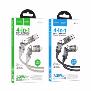 Hoco U151 kaapeli 4in1 USB A/C - USB C/Lightning 240W 1,2 m musta