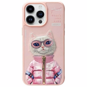 NIMMY Suojakuori COOL&CUTE 2.0 Cat iPhone 15 Pro:lle - vaaleanpunainen