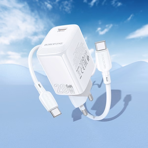 Borofone Wall charger BN26 Fuente - Type C - PD 20W with Type C to Type C cable white