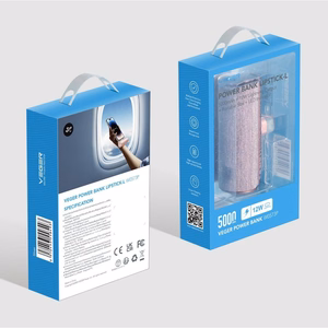 Varavirtalähde Veger PlugOn (W0573) PD QC3.0 2,4A 12W 5000 mAh sisäänrakennetulla USB-C-liittimellä vaaleanpunainen