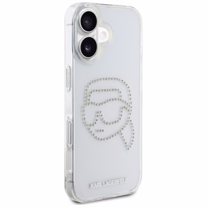 Karl Lagerfeld IML Rhinestones Karl Head Case for iPhone 16 Clear