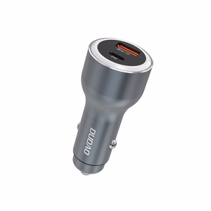 Dudao R4Ultra 120W Power Delivery Quick Charge LED autolaturi USB-A USB-C - harmaa