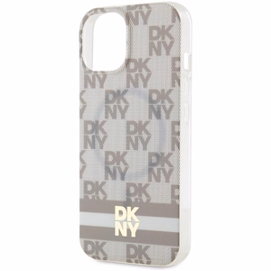 DKNY IML Ruudullinen Mono-kuvio ja Painetut Raidat MagSafe Suojakuori iPhone 15 Plus / 14 Plus:lle - beige