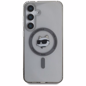Karl Lagerfeld Button Choupette Head Printed Logo MagSafe Alkuperäinen Pussi Samsung Galaxy S25:lle Musta