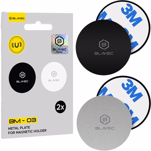 Blavec Metallilevysarja magneettipidikkeelle BM-03 2 kpl pyöreä (40mm) musta ja hopeinen